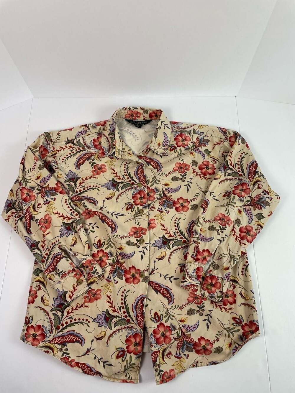Bushwacker USA Floral Paisley Cotton Button Down Shirt Small
